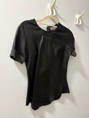 Leather Short-Sleeve Black Tee